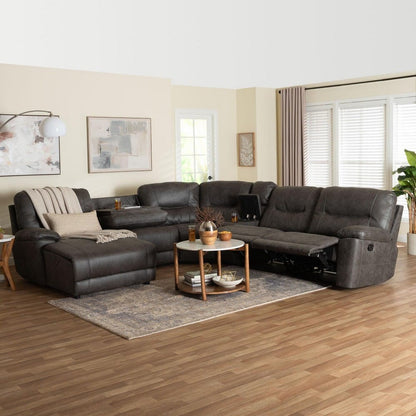Baxton Studio - Mistral Sectional Sofa in Charcoal Grey - 99170-J458 Gray-SF view 9