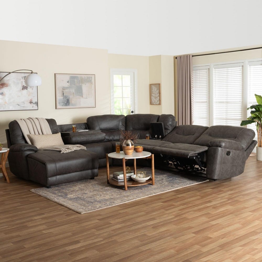 Baxton Studio - Mistral Sectional Sofa in Charcoal Grey - 99170-J458 Gray-SF view 10