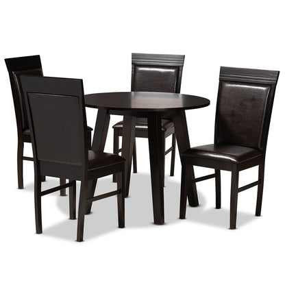 Baxton Studio - Miya Dining Set in Dark Brown - Miya-Dark Brown-5PC Dining Set view 1