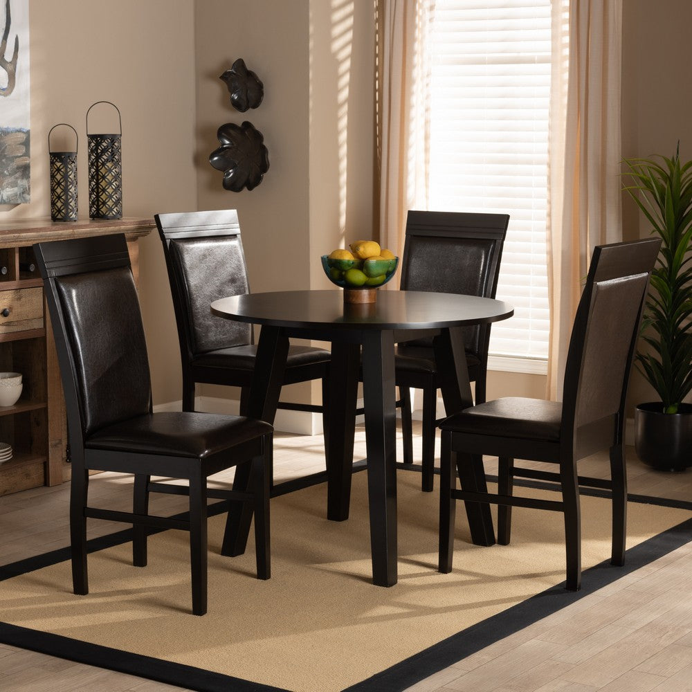 Baxton Studio - Miya Dining Set in Dark Brown - Miya-Dark Brown-5PC Dining Set view 7