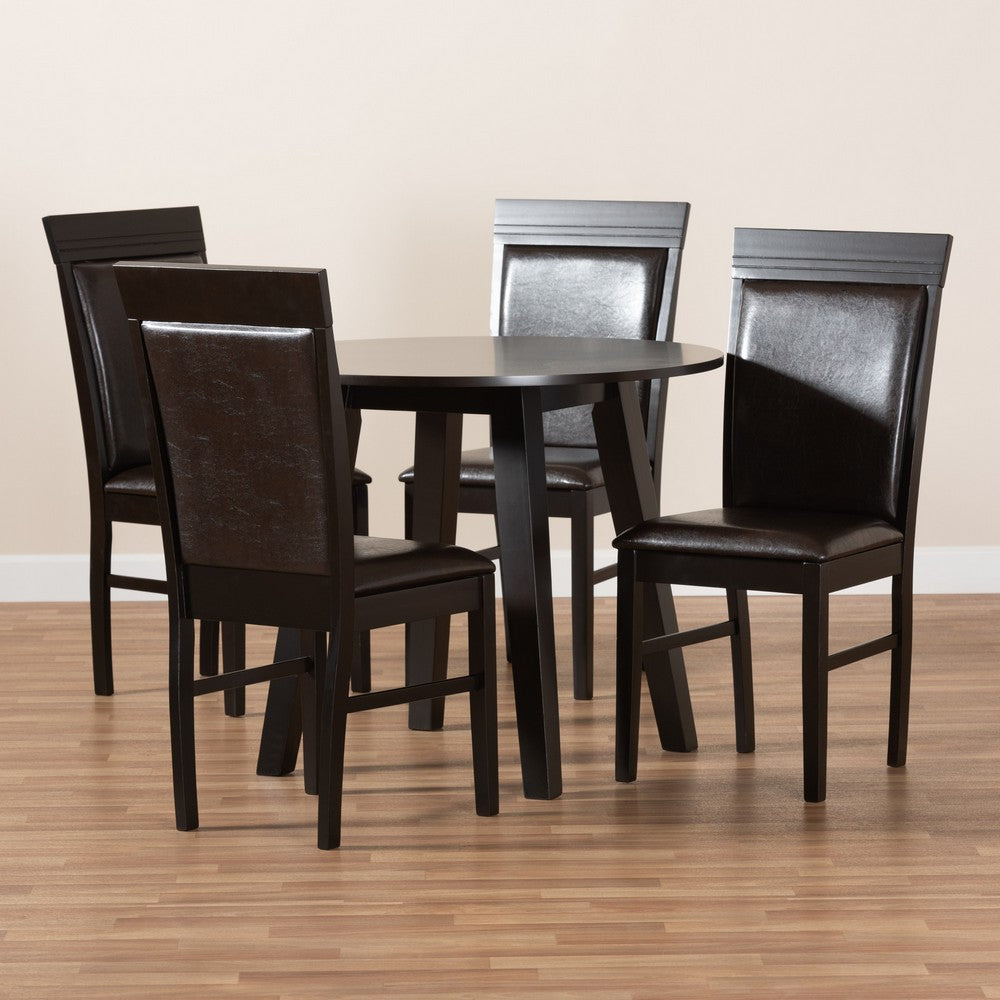 Baxton Studio - Miya Dining Set in Dark Brown - Miya-Dark Brown-5PC Dining Set view 8