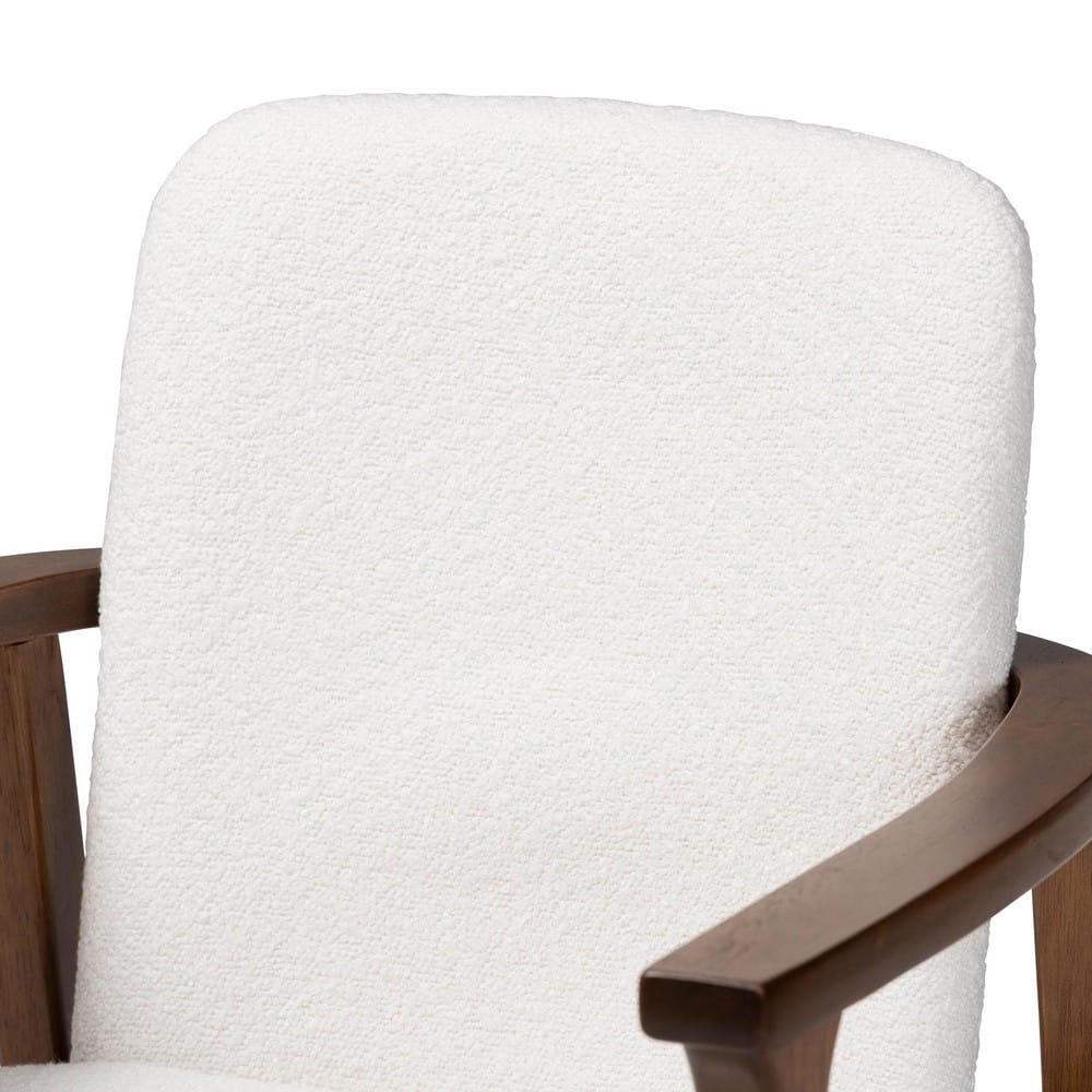 Baxton Studio - Miyagi Set of 2 Dining Chairs in White/Walnut Brown - Miyagi-White Boucle/Walnut-DC view 4