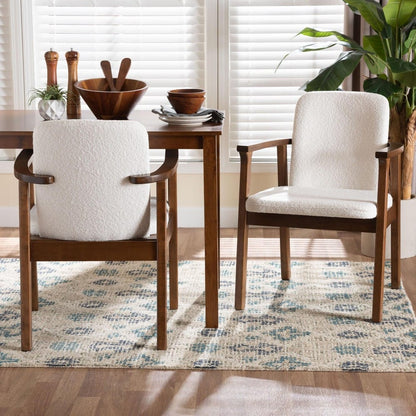 Baxton Studio - Miyagi Set of 2 Dining Chairs in White/Walnut Brown - Miyagi-White Boucle/Walnut-DC view 7