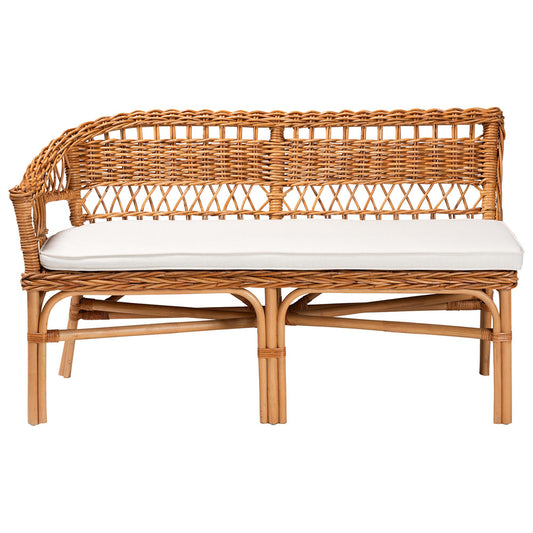 Baxton Studio - Modern Dining Set in White/Oak Brown/Natural Brown - Nella-Natural/Light Honey Rattan-3PC Dining Set  view 2
