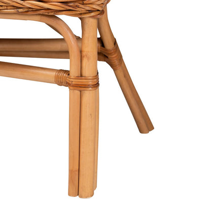 Baxton Studio - Modern Dining Set in White/Oak Brown/Natural Brown - Nella-Natural/Light Honey Rattan-3PC Dining Set  view 7