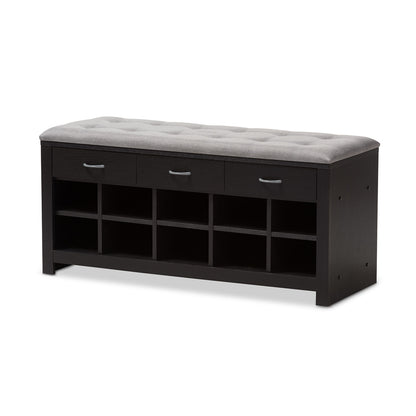 Baxton Studio - Modern Storage Bench in Light Grey/Espresso Brown - WI5374-Gray view 1