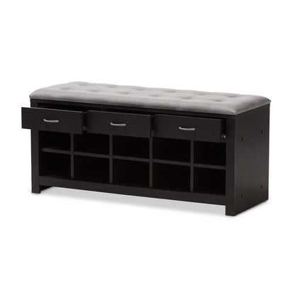 Baxton Studio - Modern Storage Bench in Light Grey/Espresso Brown - WI5374-Gray view 2