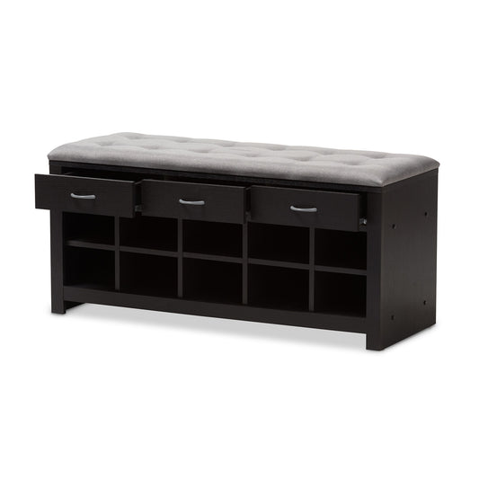 Baxton Studio - Modern Storage Bench in Light Grey/Espresso Brown - WI5374-Gray view 2