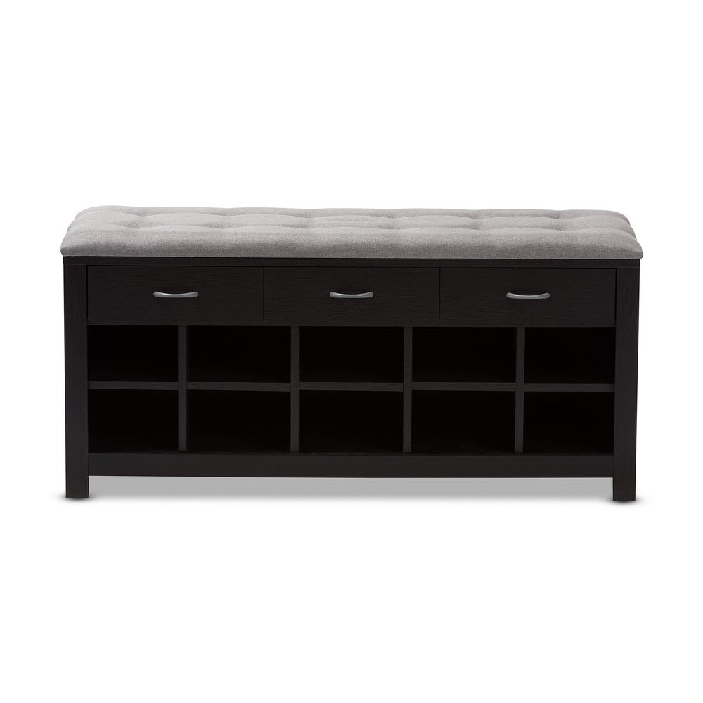 Baxton Studio - Modern Storage Bench in Light Grey/Espresso Brown - WI5374-Gray view 3