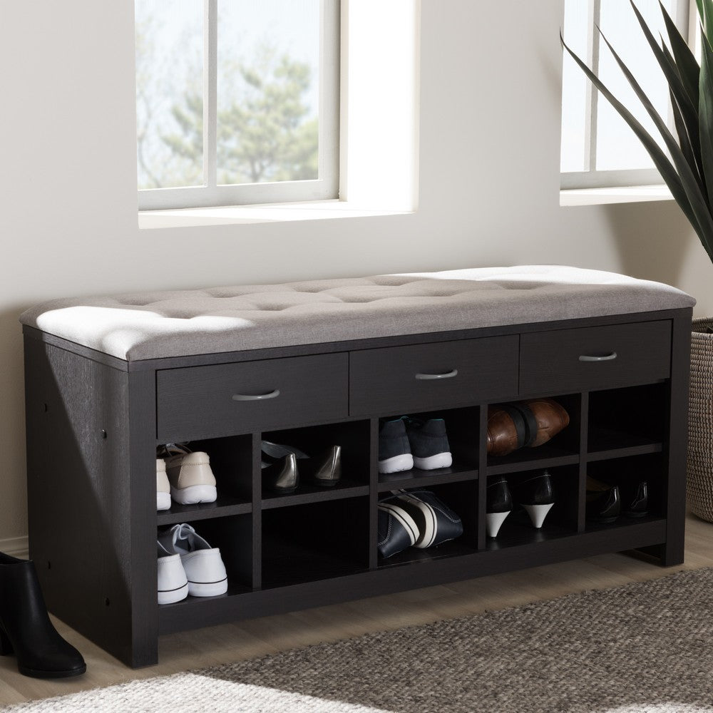 Baxton Studio - Modern Storage Bench in Light Grey/Espresso Brown - WI5374-Gray view 7