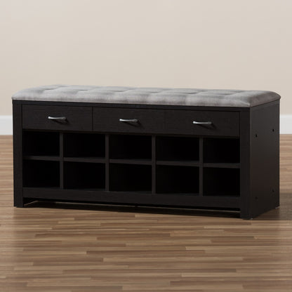 Baxton Studio - Modern Storage Bench in Light Grey/Espresso Brown - WI5374-Gray view 8