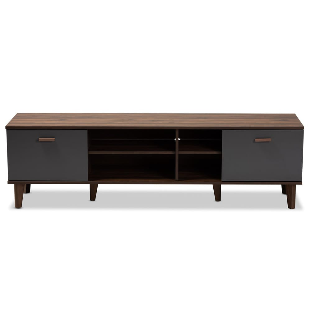 Baxton Studio - Moina TV Stand in Walnut/Grey - SE TV90810WI-Columbia/Dark Grey-TV Stand view 3
