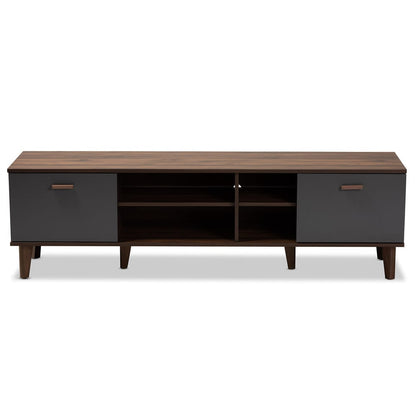 Baxton Studio - Moina TV Stand in Walnut/Grey - SE TV90810WI-Columbia/Dark Grey-TV Stand view 3