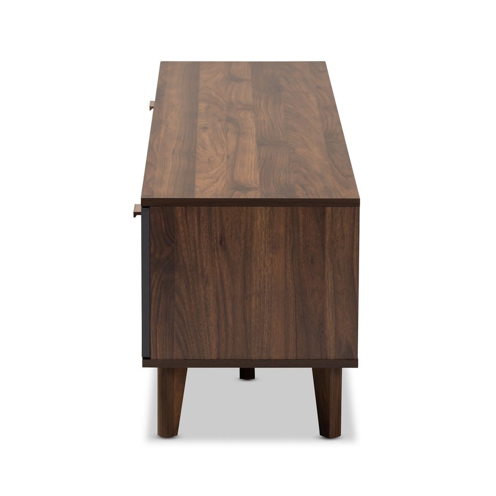 Baxton Studio - Moina TV Stand in Walnut/Grey - SE TV90810WI-Columbia/Dark Grey-TV Stand view 4