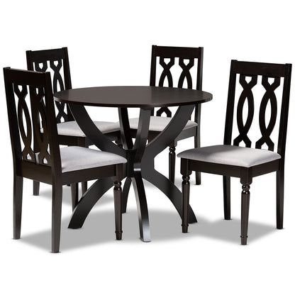 Baxton Studio - Mona Dining Set in Grey/Dark Brown - Mona-Grey/Dark Brown-5PC Dining Set view 1