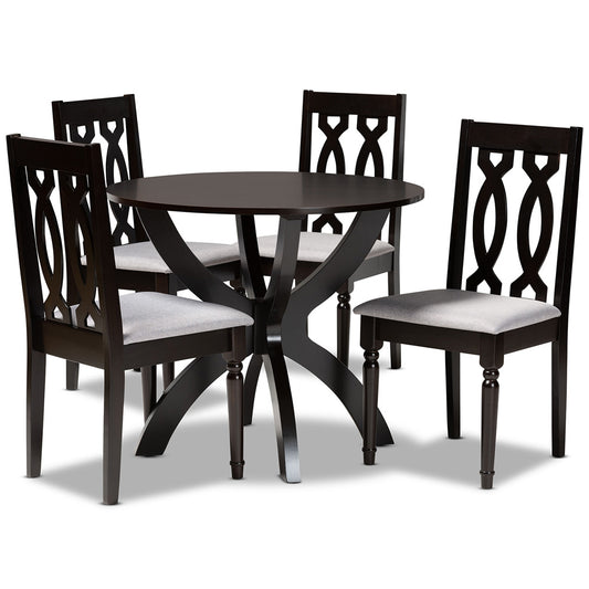 Baxton Studio - Mona Dining Set in Grey/Dark Brown - Mona-Grey/Dark Brown-5PC Dining Set view 1