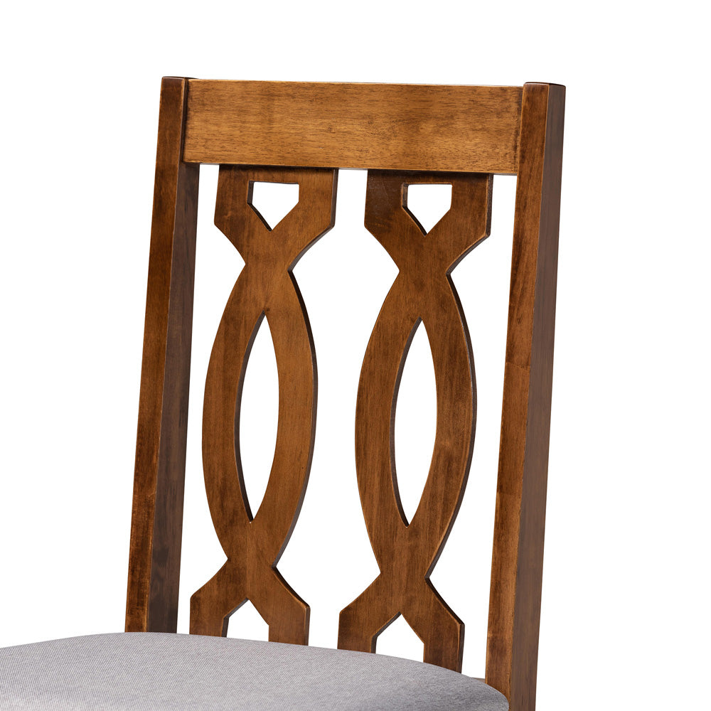 Baxton Studio - Mona Dining Set in Grey/walnut brown - Mona-Grey/Walnut-5PC Dining Set view 5