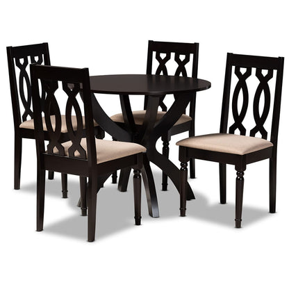 Baxton Studio - Mona Dining Set in Sand/dark brown - Mona-Sand/Dark Brown-5PC Dining Set view 1