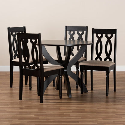 Baxton Studio - Mona Dining Set in Sand/dark brown - Mona-Sand/Dark Brown-5PC Dining Set view 8