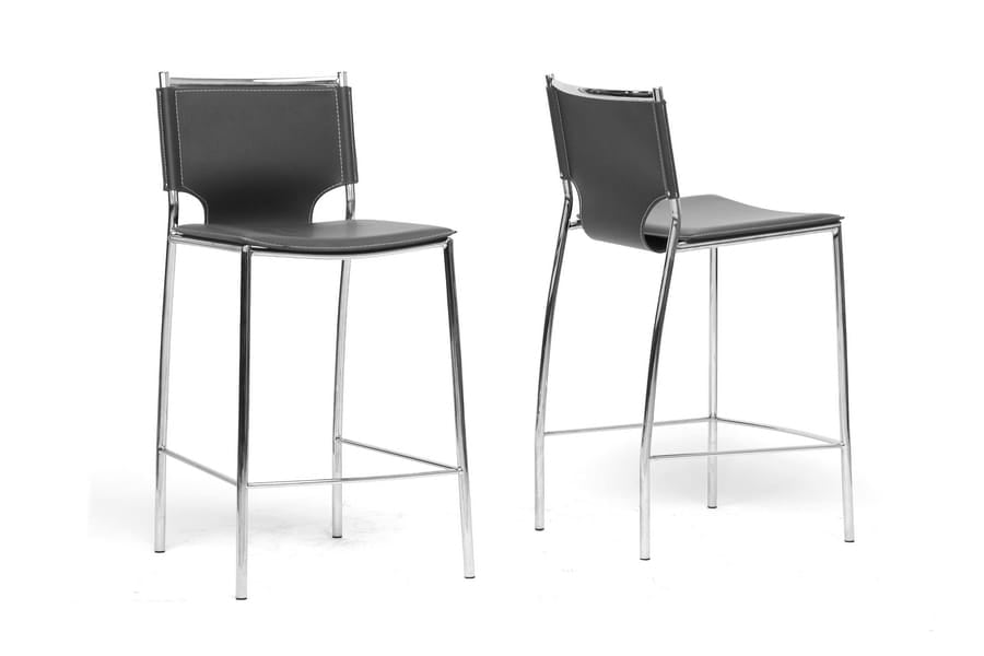 Baxton Studio - Montclare Set of 2 Bar Stools in Black - ALC-1083A-65 Black view 1