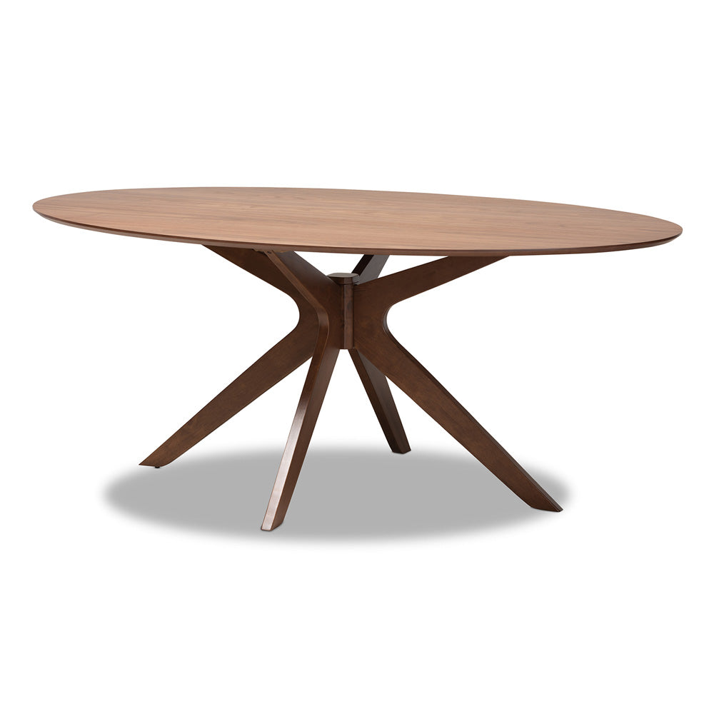 Baxton Studio - Monte Dining Table in Walnut Brown - Monte-Walnut-Oval-DT view 1