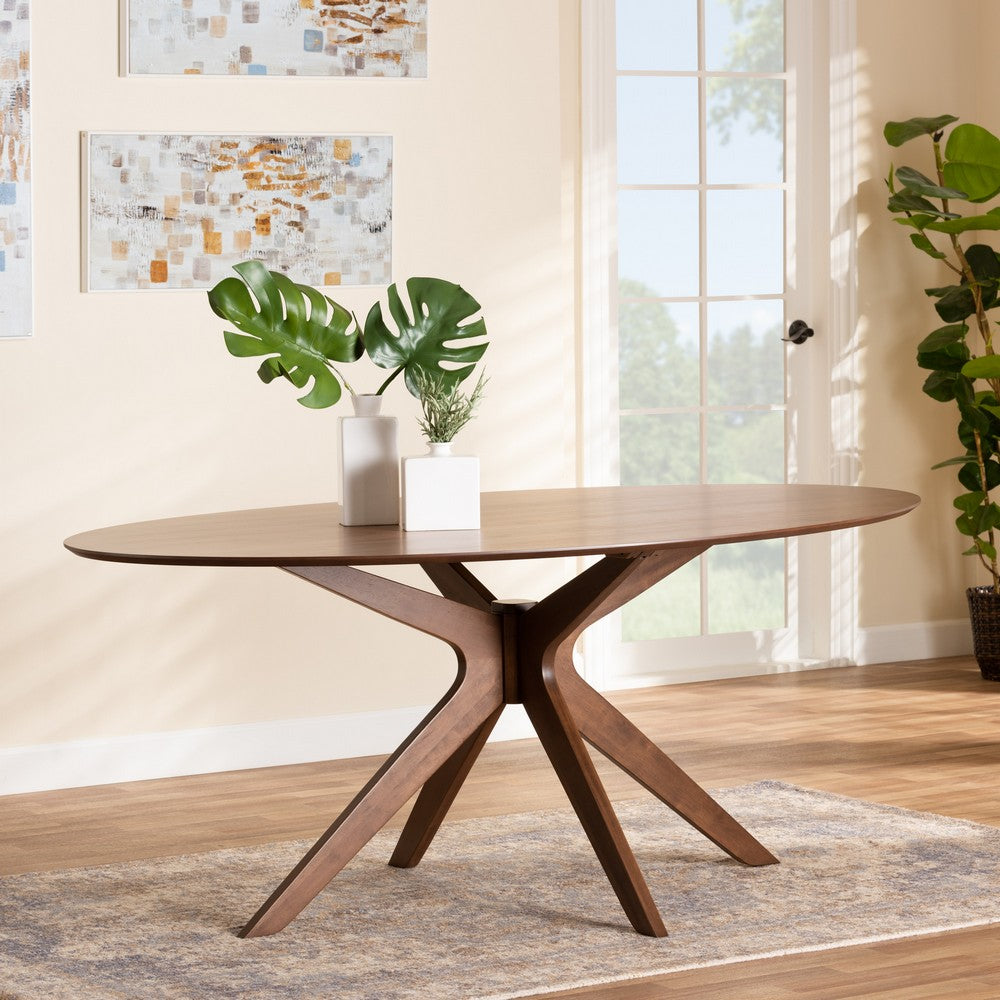 Baxton Studio - Monte Dining Table in Walnut Brown - Monte-Walnut-Oval-DT view 6