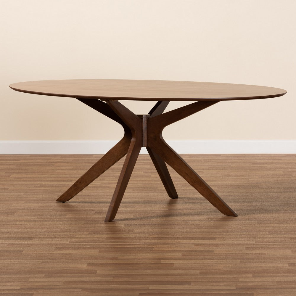 Baxton Studio - Monte Dining Table in Walnut Brown - Monte-Walnut-Oval-DT view 7