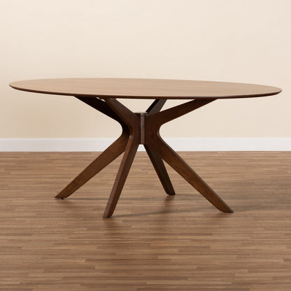 Baxton Studio - Monte Dining Table in Walnut Brown - Monte-Walnut-Oval-DT view 7