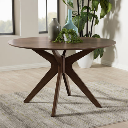 Baxton Studio - Monte Dining Table in "Walnut" Brown - Monte-Walnut-Round-DT view 5