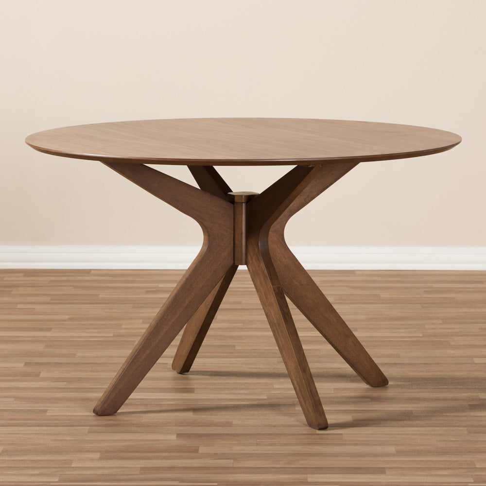 Baxton Studio - Monte Dining Table in "Walnut" Brown - Monte-Walnut-Round-DT view 6