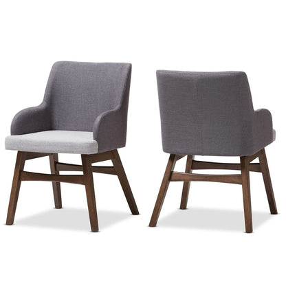 Baxton Studio - Monte Set of 2 Dining Chairs in Grey/"Walnut" Brown - Monte-Dark-Grey/Light-Grey-DC view 1