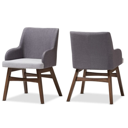 Baxton Studio - Monte Set of 2 Dining Chairs in Grey/"Walnut" Brown - Monte-Dark-Grey/Light-Grey-DC view 1