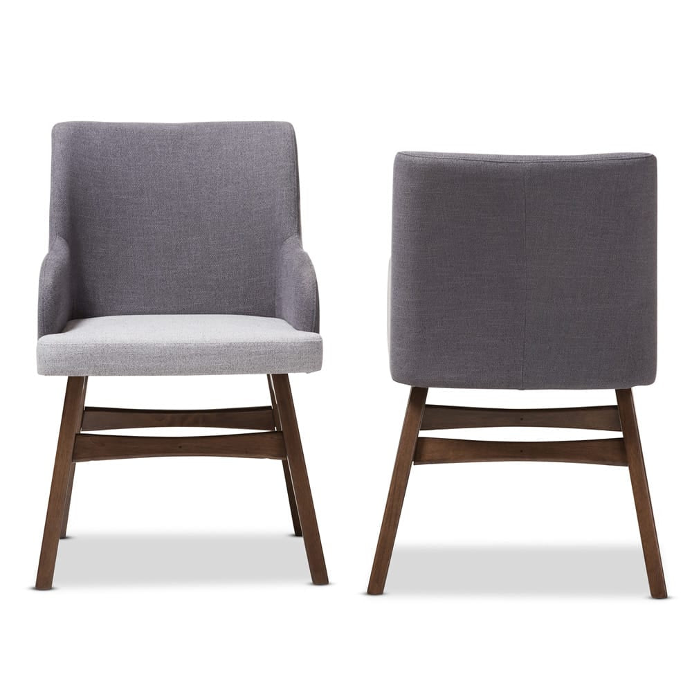 Baxton Studio - Monte Set of 2 Dining Chairs in Grey/"Walnut" Brown - Monte-Dark-Grey/Light-Grey-DC view 2