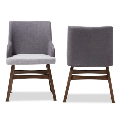 Baxton Studio - Monte Set of 2 Dining Chairs in Grey/"Walnut" Brown - Monte-Dark-Grey/Light-Grey-DC view 2