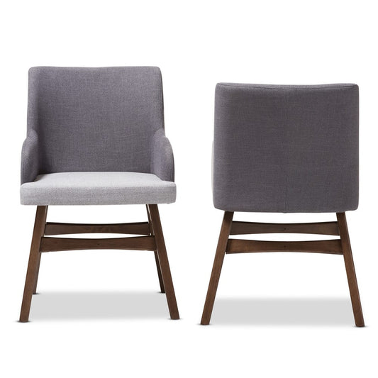 Baxton Studio - Monte Set of 2 Dining Chairs in Grey/"Walnut" Brown - Monte-Dark-Grey/Light-Grey-DC view 2