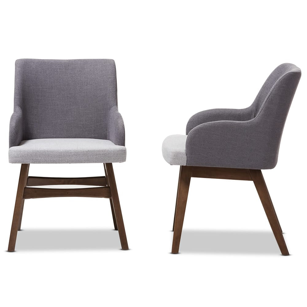 Baxton Studio - Monte Set of 2 Dining Chairs in Grey/"Walnut" Brown - Monte-Dark-Grey/Light-Grey-DC view 3