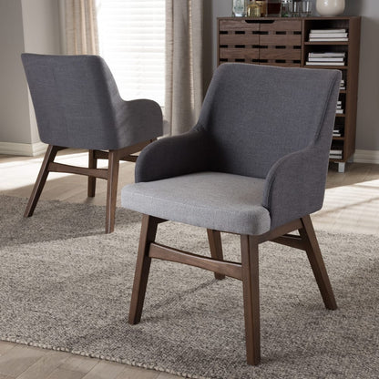 Baxton Studio - Monte Set of 2 Dining Chairs in Grey/"Walnut" Brown - Monte-Dark-Grey/Light-Grey-DC view 6
