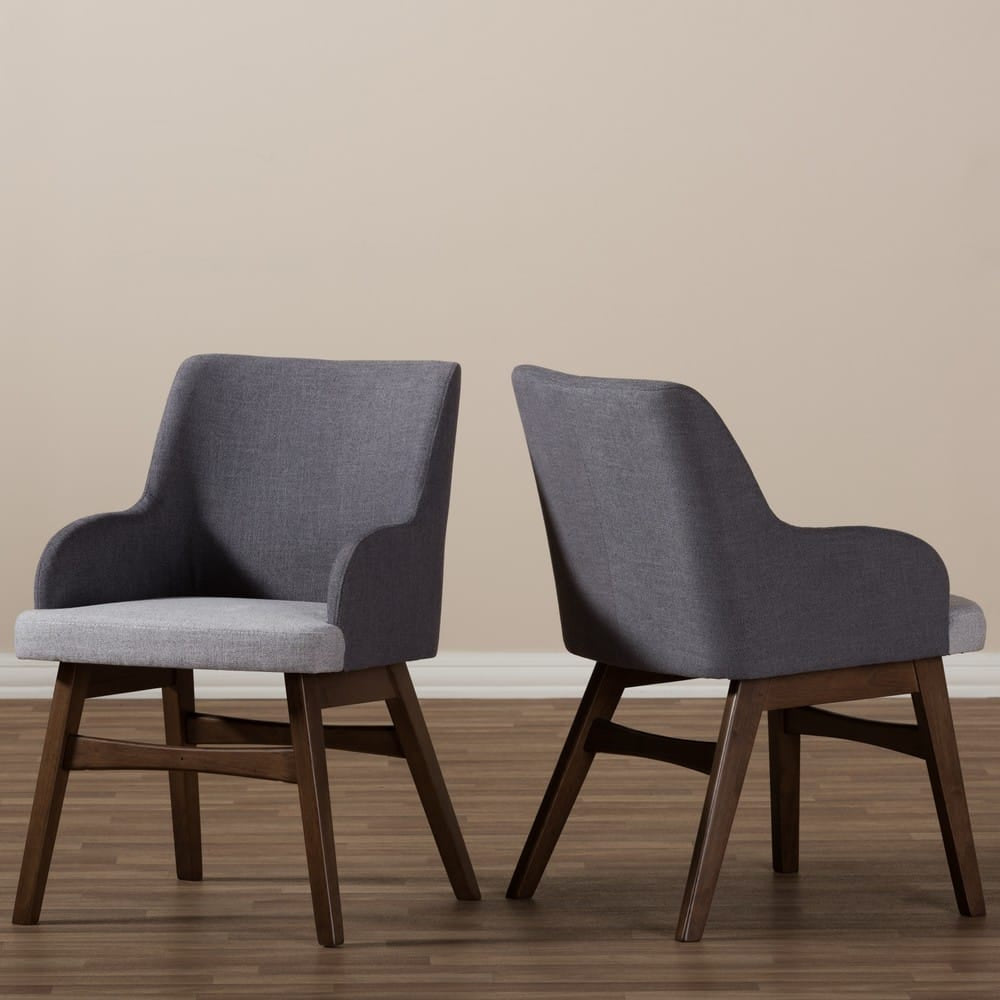 Baxton Studio - Monte Set of 2 Dining Chairs in Grey/"Walnut" Brown - Monte-Dark-Grey/Light-Grey-DC view 7