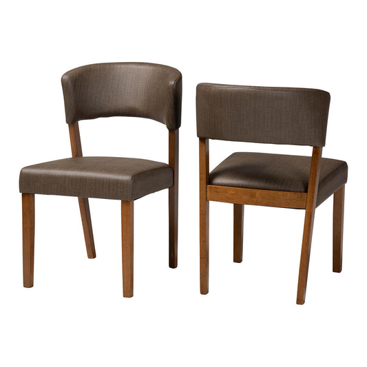 Baxton Studio - Montreal Set of 2 Dining Chairs in "Walnut" Brown - RT281-CHR view 1