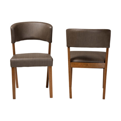 Baxton Studio - Montreal Set of 2 Dining Chairs in "Walnut" Brown - RT281-CHR view 2