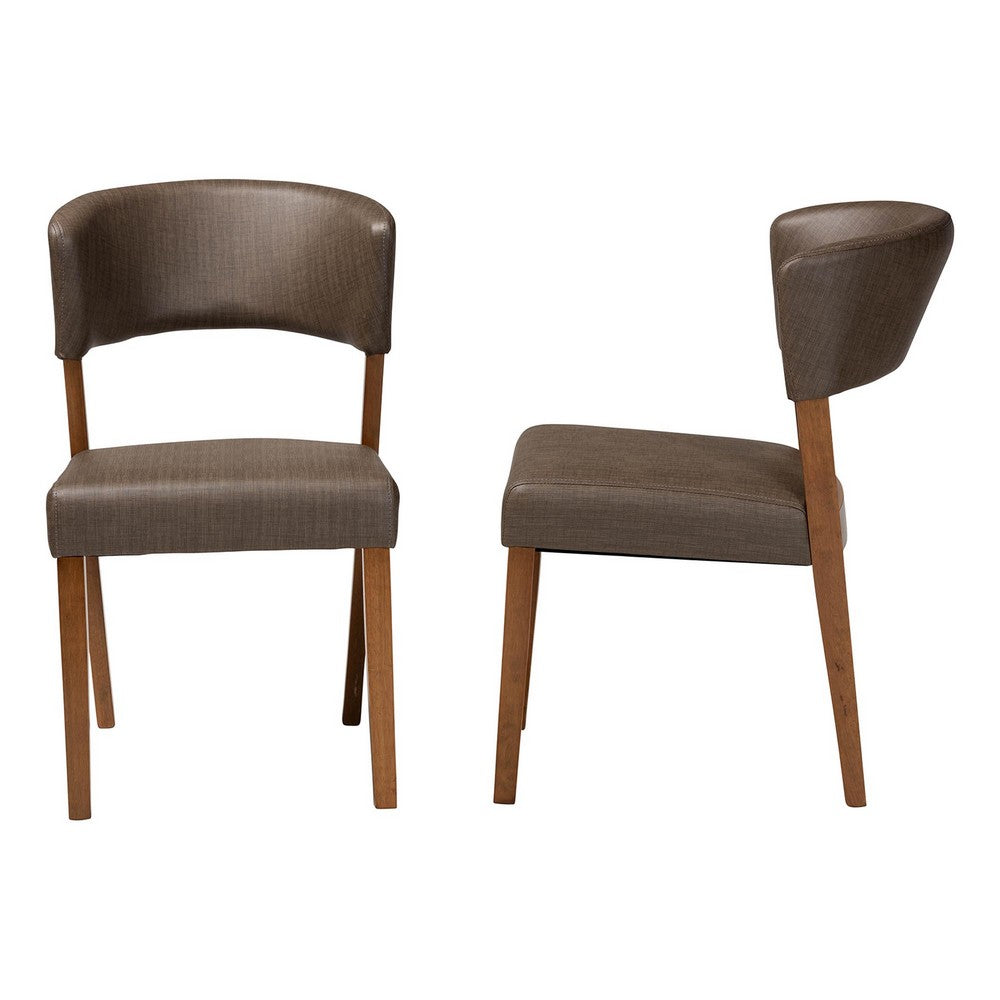 Baxton Studio - Montreal Set of 2 Dining Chairs in "Walnut" Brown - RT281-CHR view 3