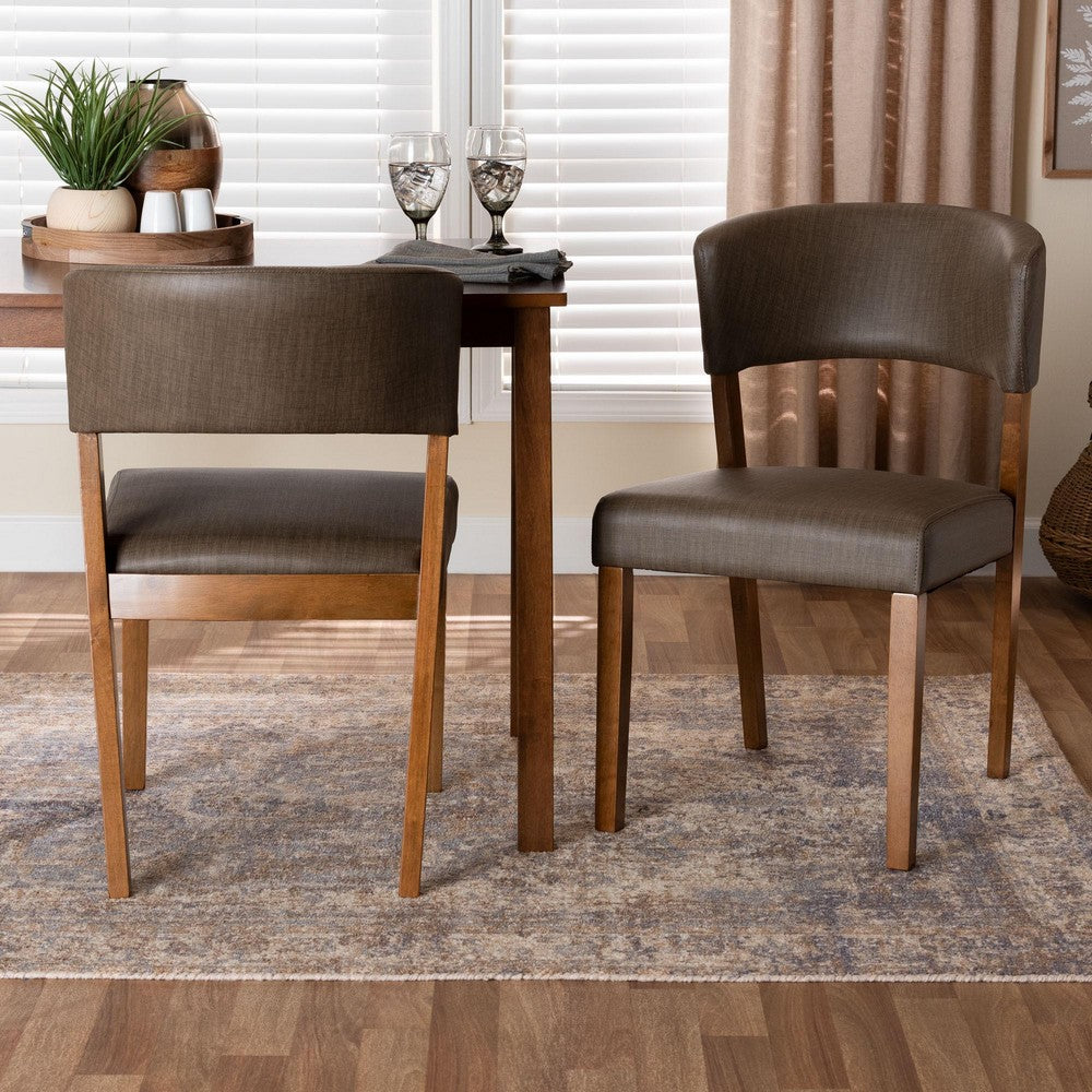 Baxton Studio - Montreal Set of 2 Dining Chairs in "Walnut" Brown - RT281-CHR view 7