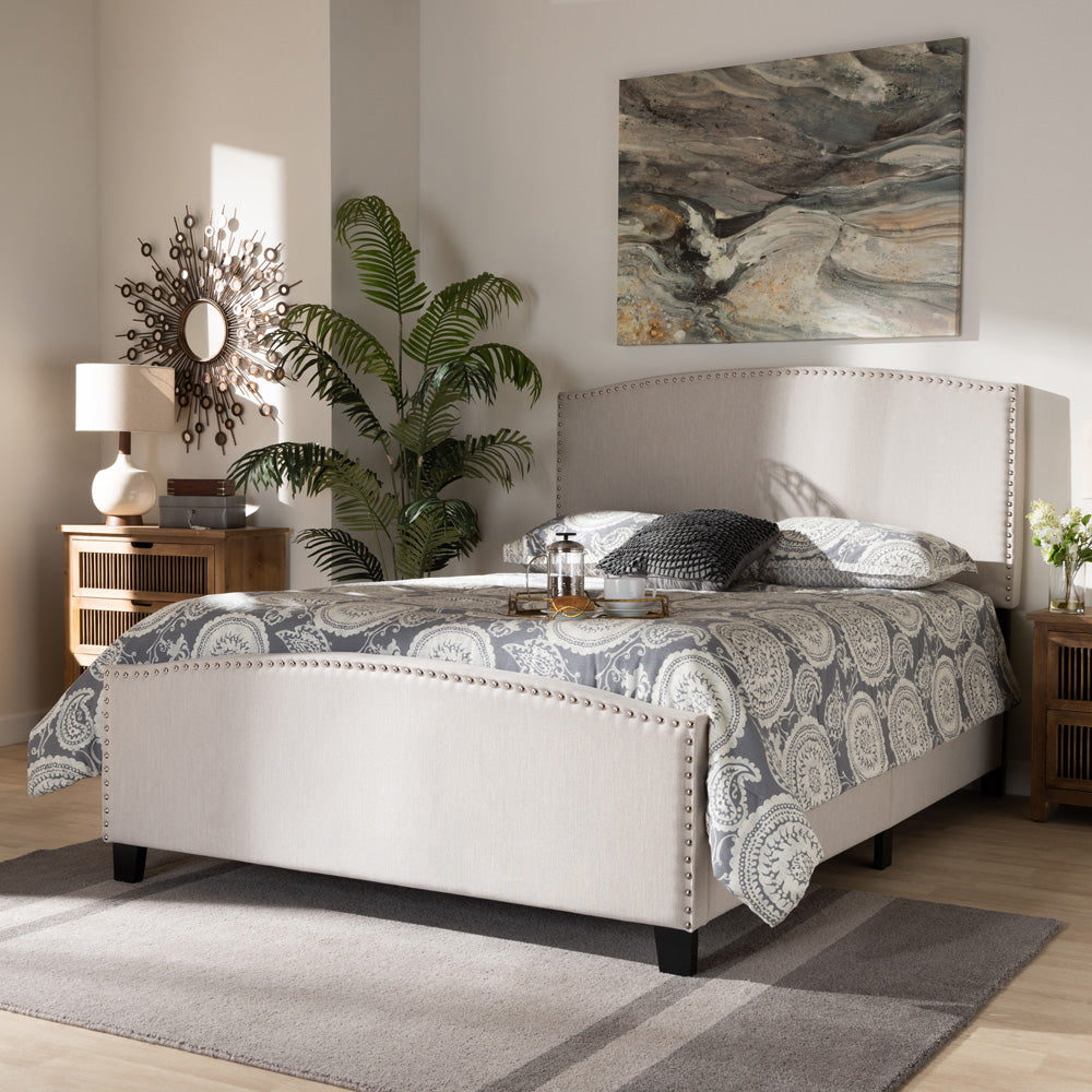 Baxton Studio - Morgan King Size Bed in Beige/Black - Morgan-Beige-King view 6