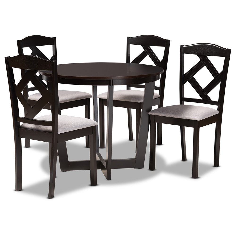 Baxton Studio - Morigan Dining Set in Grey/Dark Brown - Morigan-Grey/Dark Brown-5PC Dining Set view 1