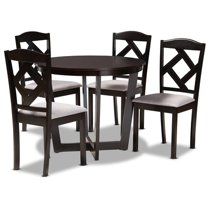 Baxton Studio - Morigan Dining Set in Grey/Dark Brown - Morigan-Grey/Dark Brown-5PC Dining Set view 1