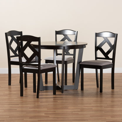 Baxton Studio - Morigan Dining Set in Grey/Dark Brown - Morigan-Grey/Dark Brown-5PC Dining Set view 9