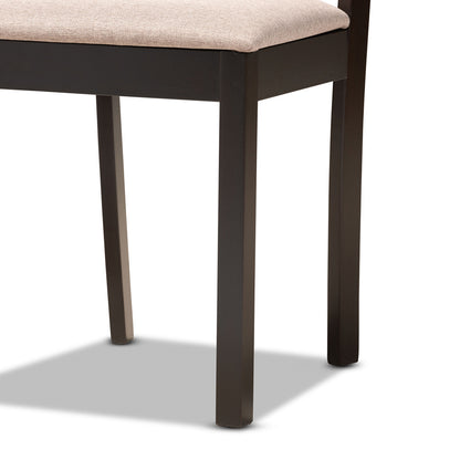 Baxton Studio - Morigan Dining Set in Sand/Dark Brown - Morigan-Sand/Dark Brown-5PC Dining Set view 6