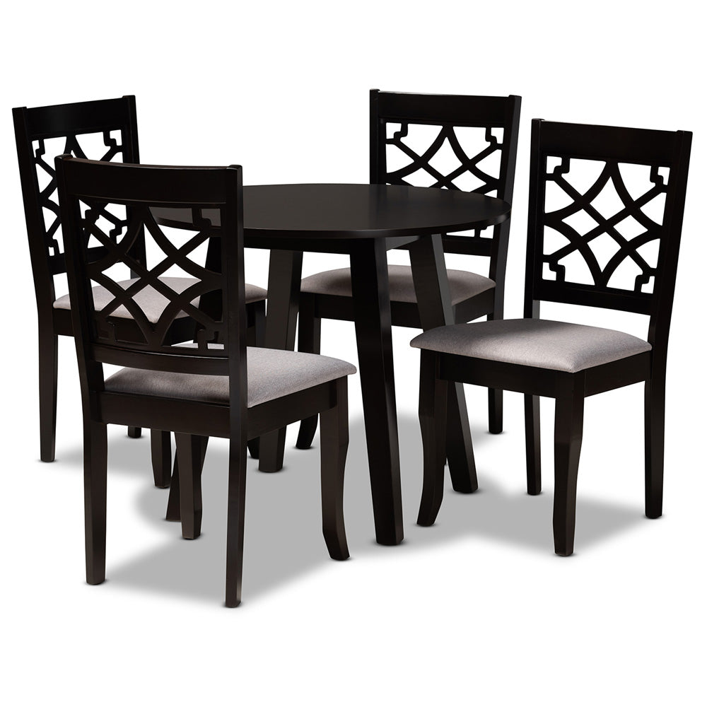 Baxton Studio - Mya Dining Set in Grey/Dark Brown - Mya-Grey/Dark Brown-5PC Dining Set view 1