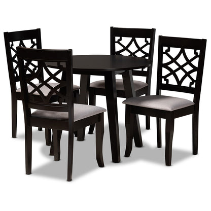 Baxton Studio - Mya Dining Set in Grey/Dark Brown - Mya-Grey/Dark Brown-5PC Dining Set view 1