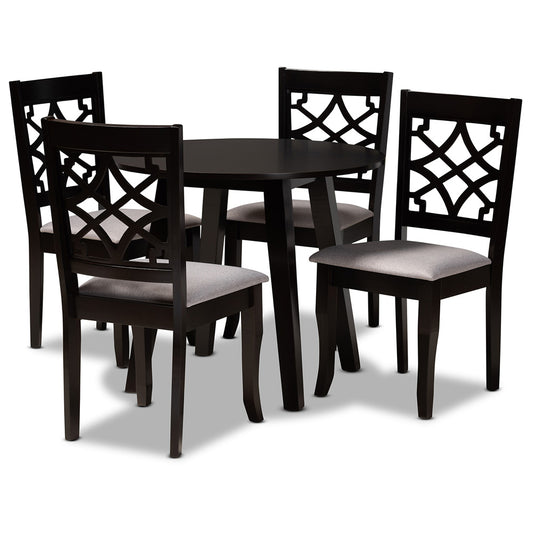 Baxton Studio - Mya Dining Set in Grey/Dark Brown - Mya-Grey/Dark Brown-5PC Dining Set view 1